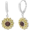 Sterling Silver 1/2 CTW Red and Yellow Diamond Flower Dangling Earrings - Image 1 of 3