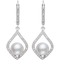 Sterling Silver Cultured Freshwater Pearl and Lab Created Sapphire Dangle Earrings - Image 1 of 2
