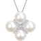 Michiko 10K White Gold 1/7 CTW Diamond and Cultured Pearl Cross Necklace - Image 1 of 3