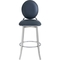 Armen Living Pia Barstool in Brushed Stainless Steel Finish and Black Faux Leather - Image 2 of 7