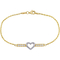 Sofia B. 10K Gold Two-Tone White Topaz Heart Bar Bracelet - Image 1 of 3