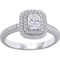 Diamore 14K White Gold 1 CTW Diamond Radiant Cut Double Halo Engagement Ring - Image 1 of 4