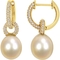 South Sea Cultured Pearl and 1/2CT TW Diamond Dangle Earrings in 14k Yellow Gold - Image 1 of 2