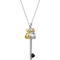 Animal's Rock Gold Over Silver 1/10 CTW Blue and Black Diamond Cat Key Pendant - Image 2 of 4