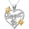 She Shines Sterling Silver and 14K Goldtone 1/7 CTW Diamond Sweet 16 Heart Pendant - Image 2 of 4
