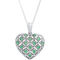 Sterling Silver Genuine Emerald Heart Shape Filigree Pendant 18 in. - Image 1 of 3