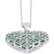 Sterling Silver Genuine Emerald Heart Shape Filigree Pendant 18 in. - Image 2 of 3