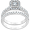 10K White Gold 1 CTW Emerald Shape Diamond Bridal Set - Image 1 of 4