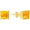 14K Gold 7mm Solitaire Princess Cut Citrine Stud Earrings - Image 1 of 2