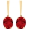 14K Gold Oval Cut Lab Created Ruby Solitaire Drop Earrings - Image 1 of 3