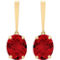 14K Gold Oval Cut Lab Created Ruby Solitaire Drop Earrings - Image 2 of 3