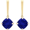 14K Gold Cushion Shape Lab Created Blue Sapphire Drop Earrings - Image 1 of 3