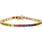 Yellow Gold Over Sterling Silver 10 3/4 CTW Multi Gemstone Tennis Bracelet - Image 1 of 3