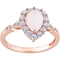 10K Rose Gold Opal Created White Sapphire Diamond-Accent Teardrop Halo Ring - Image 1 of 4