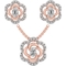 Sterling Silver 10K Rose Goldtone Diamond Accent Earrings and Pendant Flower Set - Image 1 of 6