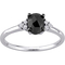 Diamore 14K White Gold 1 CTW Black and White Diamond Oval Engagement Ring - Image 1 of 4