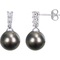 Sofia B. 10K White Gold Tahitian Cultured Pearl and 1/4 CTW Diamond Drop Earrings - Image 1 of 2