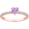 Sofia B. 10K Rose Gold Pink Amethyst and 1/10 CTW Diamond Heart Ring - Image 1 of 4