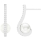 Sterling Silver Pearl Lab Created White Sapphire J Hoop Earrings - Image 2 of 2