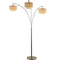 Artiva USA 83 in. Antique Brass Double Shade Off White LED Arched Floor Lamp Dimmer - Image 2 of 4