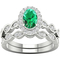 Color Bouquets by Lily 10K Gold 1/3 CTW Diamond and Genuine Emerald Bridal Set - Image 1 of 4
