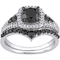 Sofia B. 10K White Gold 1 1/2 CTW Black & White Diamond Halo Bridal Set - Image 1 of 4
