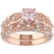 Sofia B. 10K Rose Gold Morganite and 1/4 CTW Diamond Bridal Set - Image 1 of 3