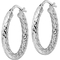 Rhodium Over Sterling Silver Polished Diamond Cut Hoop Earrings - Image 1 of 2