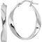 Sterling Silver Rhodium Plated Polished Oval Twisted Hoop Earrings - Image 2 of 2