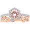 10K Rose Gold and Morganite 1/5 CTW Diamond Bridal Ring - Image 1 of 2