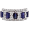 14K White Gold 3/4 CTW Diamond and Blue Sapphire Band Size 7 - Image 1 of 2