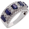 14K White Gold 3/4 CTW Diamond and Blue Sapphire Band Size 7 - Image 2 of 2