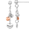 Sterling Silver Rhodium Plated and Rose Gold Plated Heart Dangle Earrings - Image 2 of 2