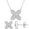 Sterling Silver 1 CTW Petal Diamond Necklace and Earring Set - Image 1 of 3