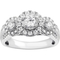 10K White Gold 1 CTW Diamond Three Stone Plus Round Halo Engagement Ring - Image 1 of 5