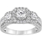 10K White Gold 1 CTW Diamond 3 Stone plus Cushion Halo Engagement Ring - Image 1 of 5