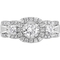 10K White Gold 1 CTW Diamond 3 Stone plus Cushion Halo Engagement Ring - Image 2 of 5
