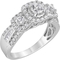 10K White Gold 1 CTW Diamond 3 Stone plus Cushion Halo Engagement Ring - Image 3 of 5