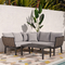 Abbyson Betsy Outdoor Seating with Coffee Table 3 pc. Set Light Grey - Image 3 of 10