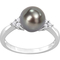 Sofia B. Sterling Silver Cultured Tahitian Pearl and 1/8 CTW Diamond Ring - Image 1 of 5