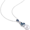 Sofia B. Silver Cultured Pearl Blue Topaz Cluster Drop Earrings and Necklace - Image 2 of 3
