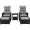 CorLiving Lake Front Rattan Patio Recliner and Ottoman Set 5 pc. - Image 1 of 9