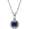 Sofia B.14K White Gold 1/2 CTW Blue and White Diamond Halo Necklace - Image 1 of 3