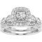10K White Gold 5/8 CTW Diamond Cushion Shape Bridal Set Size 7 - Image 1 of 6