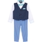 Happy Fella Toddler Boys Navy Woven Vest, Shirt, Bowtie/Hanky, Pants 4 pc. Set - Image 1 of 2