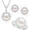 Sterling Silver Freshwater Cultured Pearl and Lab Created White Sapphire 3 pc. Set - Image 1 of 7