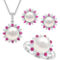 Sterling Silver Freshwater Cultured Pearl and Created Pink and White Sapphire Set - Image 1 of 6