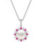 Sterling Silver Freshwater Cultured Pearl and Created Pink and White Sapphire Set - Image 4 of 6