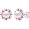 Sterling Silver Freshwater Cultured Pearl and Created Pink and White Sapphire Set - Image 5 of 6
