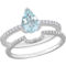 Sofia B. 14K White Gold Aquamarine and 1/4 CTW Diamond Pear Bridal Ring Set - Image 1 of 6